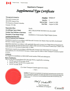The Transport Canada Issued Supplemental Type Certificate SH20-37