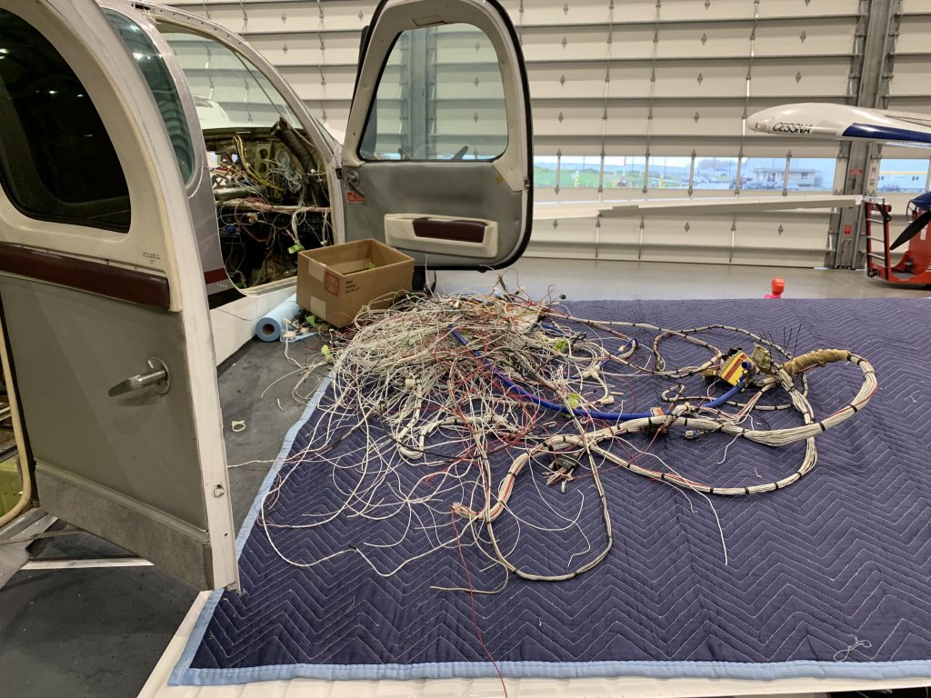 All the Old Wiring Removed from the Aircraft