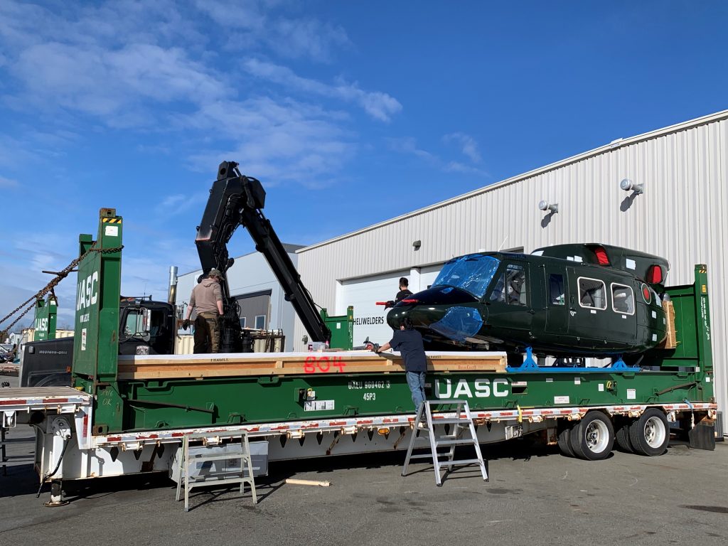 One of the Helicopters at Heliwelders Being Loaded up to be Shipped to Bangladesh