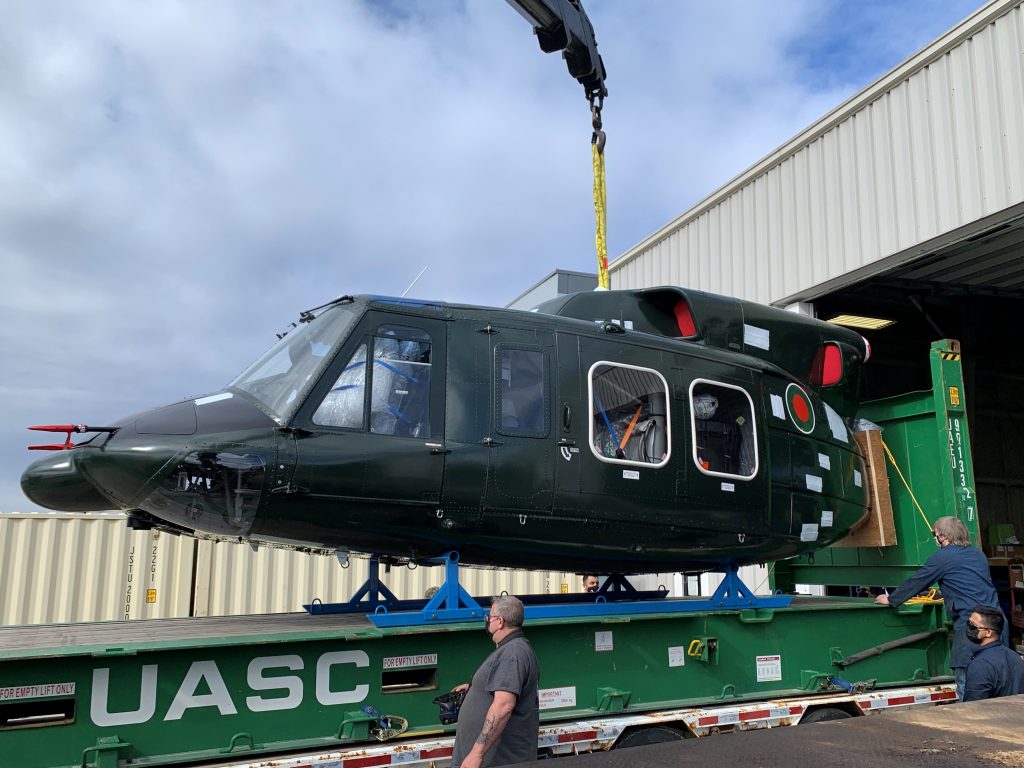 One of the Helicopters at Heliwelders Being Loaded up to be Shipped to Bangladesh