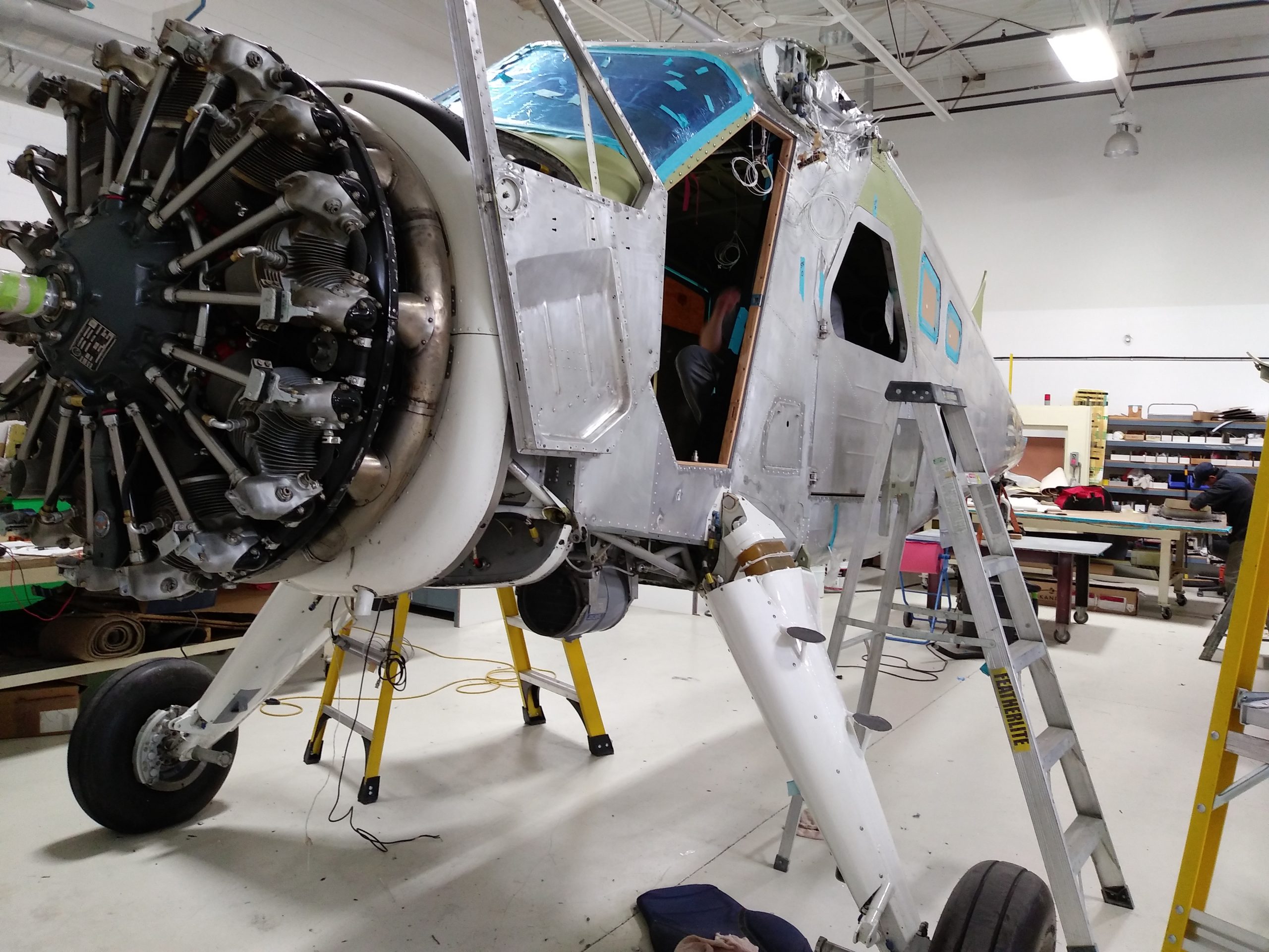 The Beaver Undergoing Maintenance with the Wings and Cowling Removed, After the Paint was Stripped