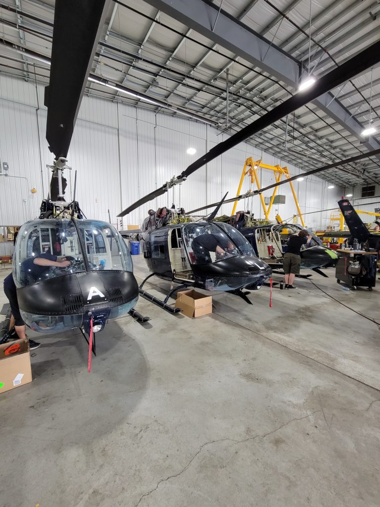 Maxcraft Technicians Working on Multiple Bell 206s Concurrently