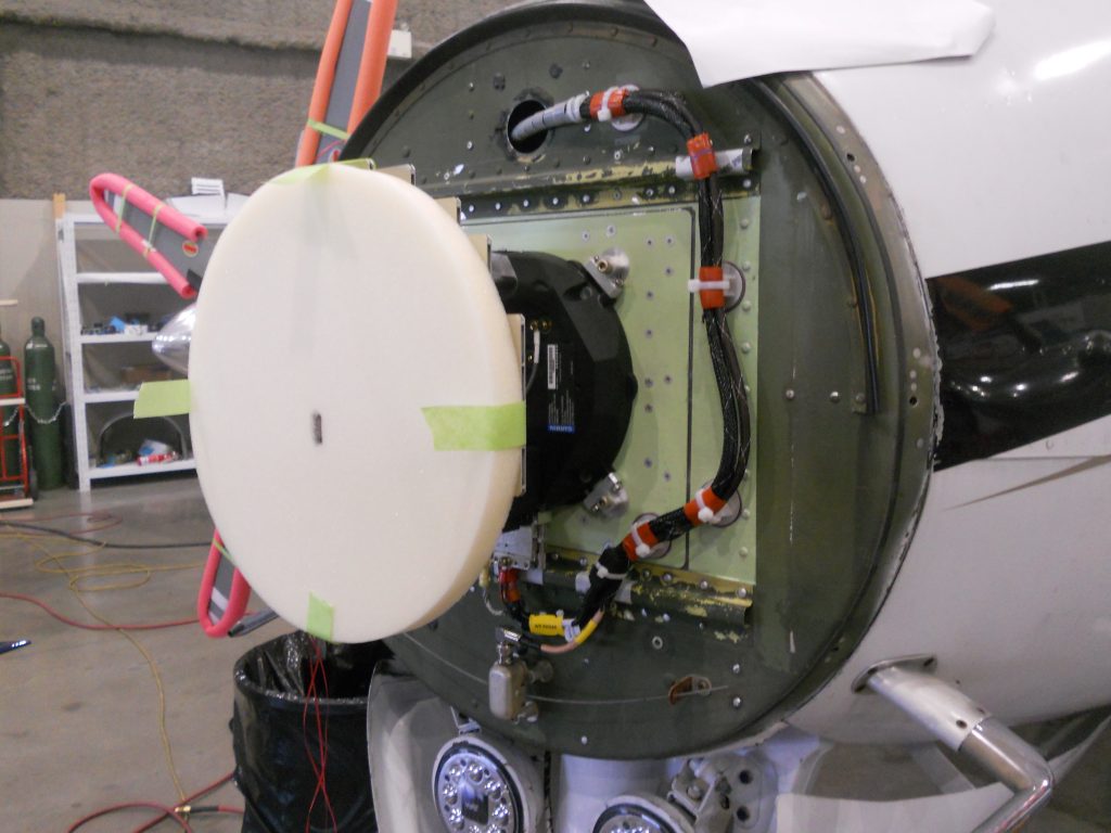 The GWX 75 Weather Radar with a Piece of Protective Foam During Installation.