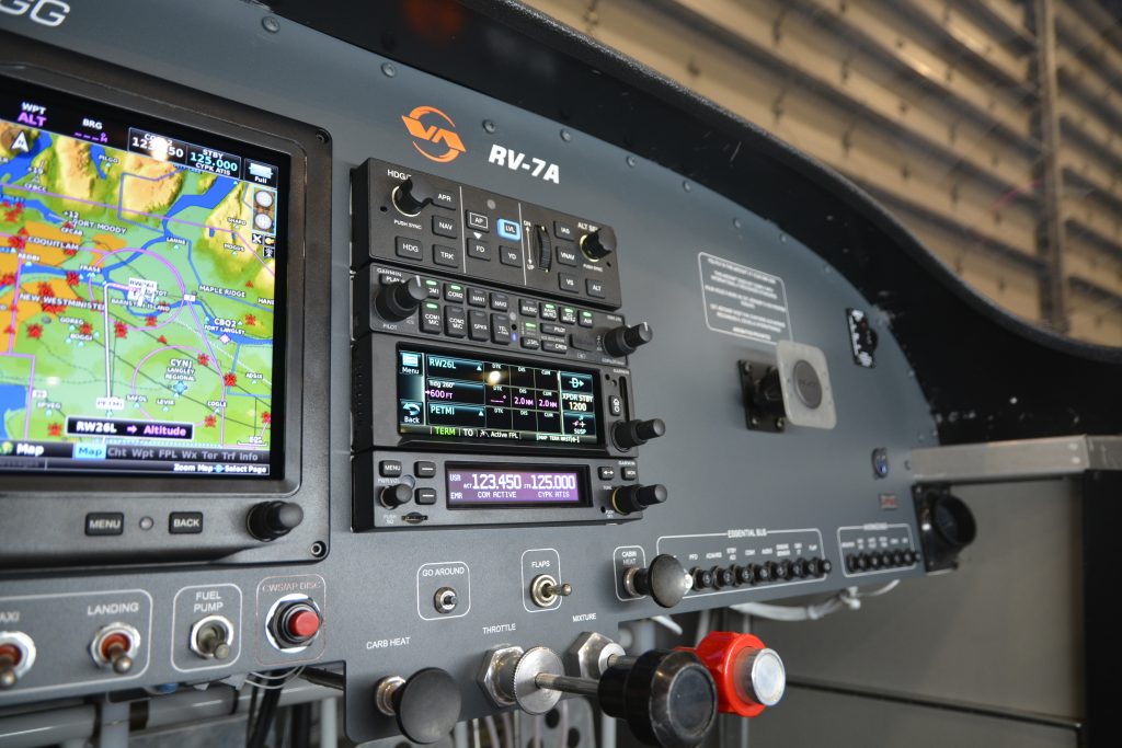 The Radio Stack is Topped by a Coloured Van’s Aircraft Logo