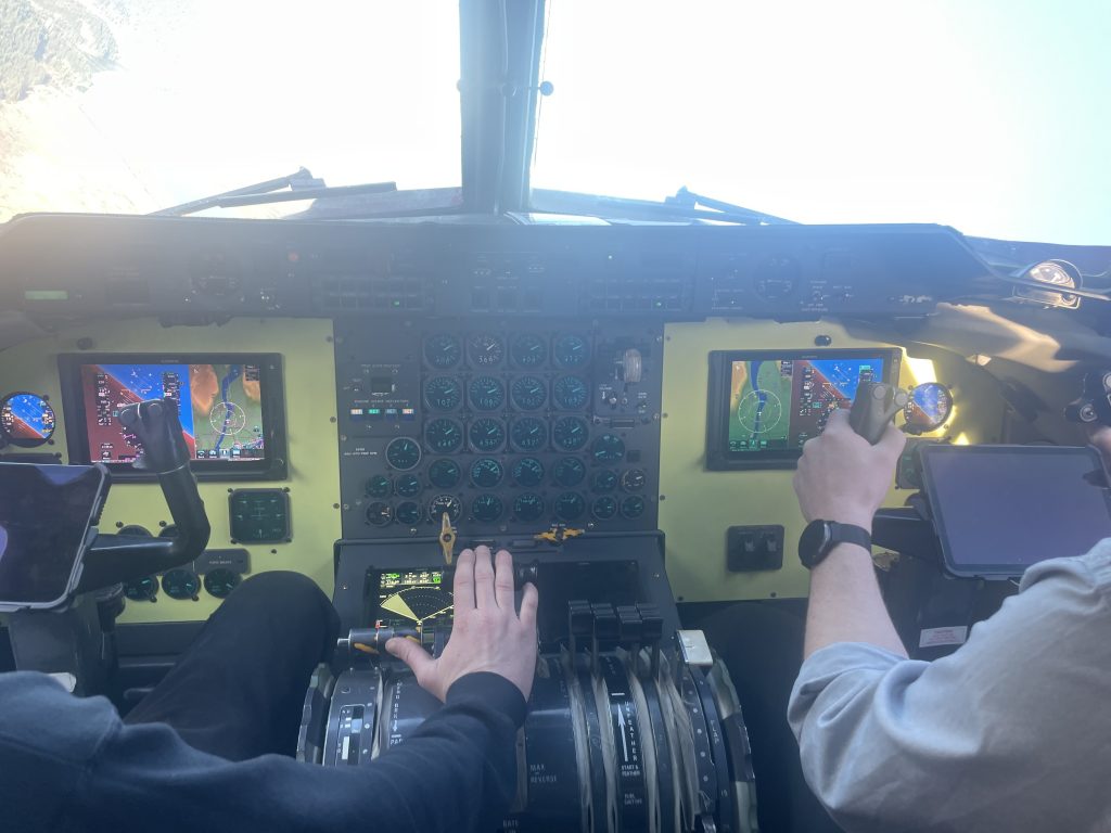 The Dash 7 in a Steep Turn During a Flight Test